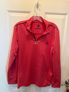 johnnie-O Red Quarter-Zip Pullover with Navy Accents women’s size 16